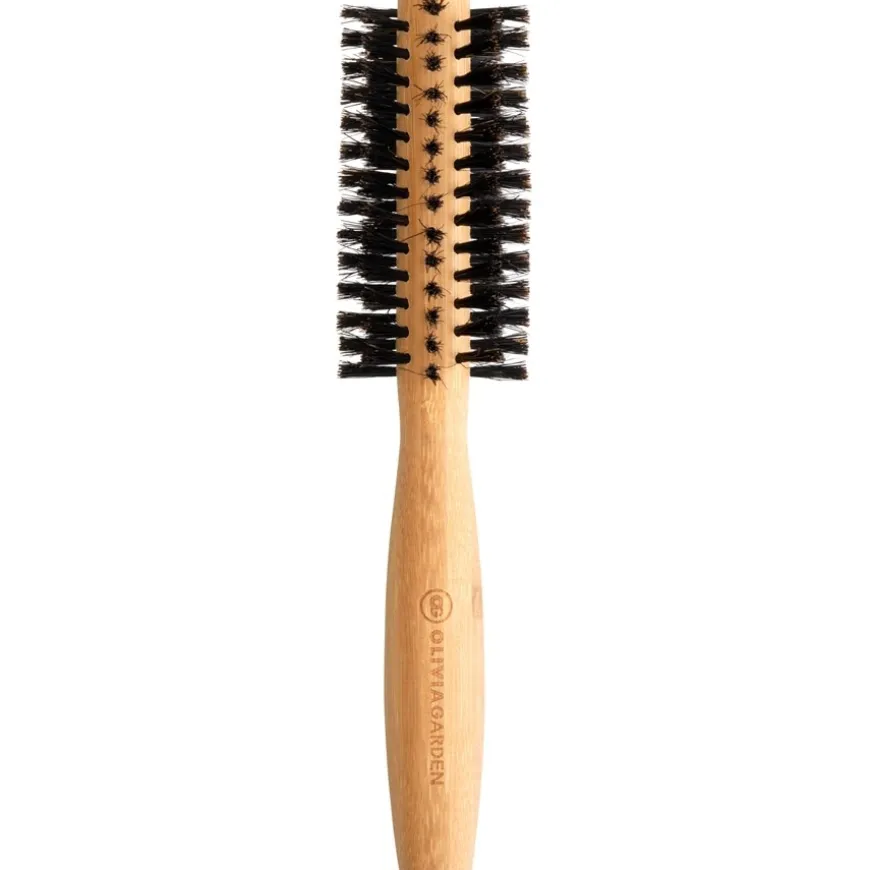Bamboo Touch Rundbürste aus Bambus mit 100% reinen Wildschweinborsten von Olivia Garden