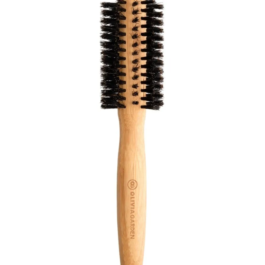 Bamboo Touch Rundbürste aus Bambus mit 100% reinen Wildschweinborsten von Olivia Garden