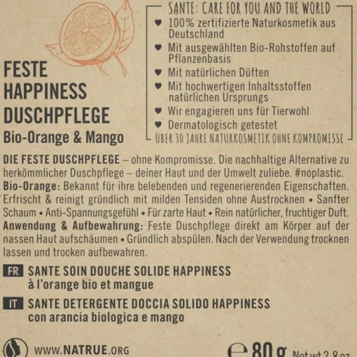 Bio-Orange & Mango Feste HAPPINESS Duschpflege von Sante Naturkosmetik