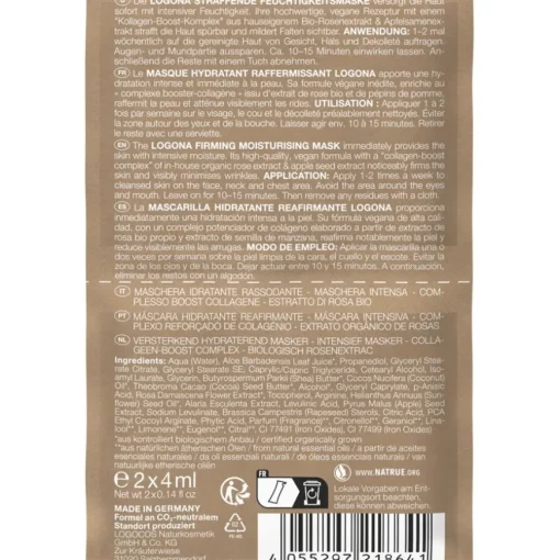 Bio-Rosenextrakt & Apfelsamenextrakt Moisture Lift Straffende Feuchtigkeits-Maske Anti-Aging Pflege von Logona