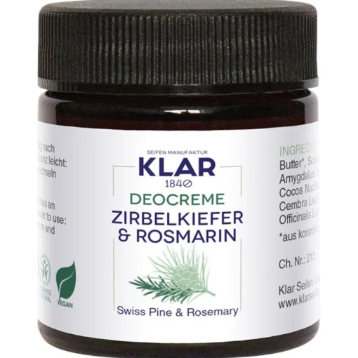 Feste Deocreme Zirbelkiefer & Rosmarin von Klar Seifen