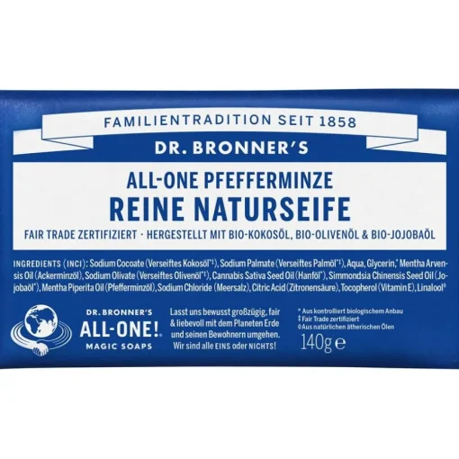 Feste Seifen All-One Pfefferminze Reine Naturseife von Dr. Bronner's