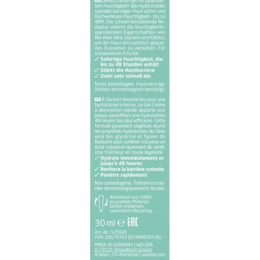 Intensivpflege 48H Hydration Creme-Gel Sofort Feuchtigkeit für normale & trockene Haut von Weleda
