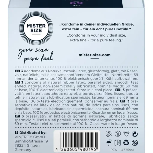 Kondome Pure Feel 69 mm - Größe 3XL von Mister Size