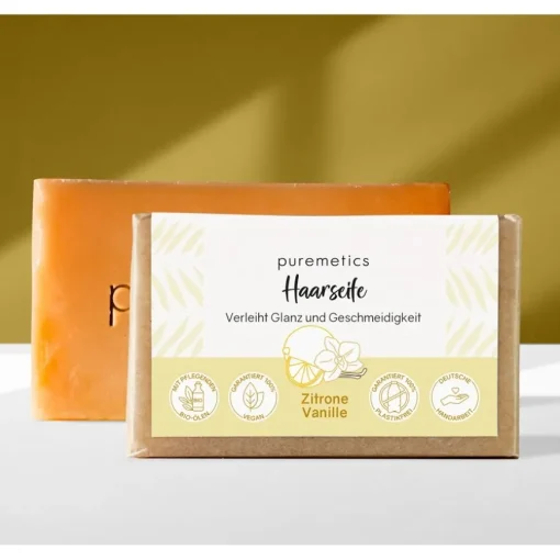 Natur-Seifen Haarseife Zitrone Vanille von puremetics