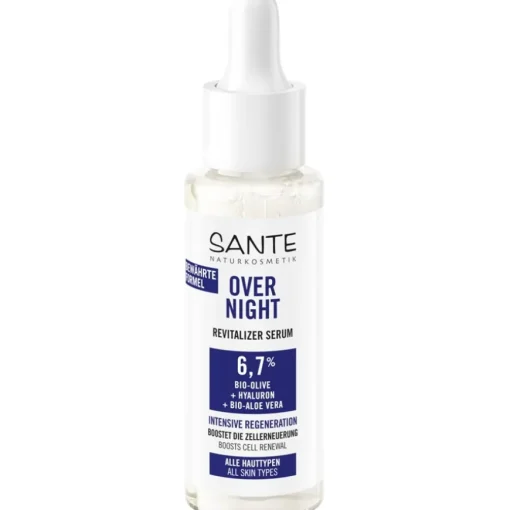 Overnight Revitalizer Serum mit Bio-Olive, Hyaluron & Bio-Aloe Vera von Sante Naturkosmetik