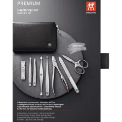 Sets 8-tlg. Maniküre/Pediküre-Etui Schwarzem Rindleder von Zwilling Beauty