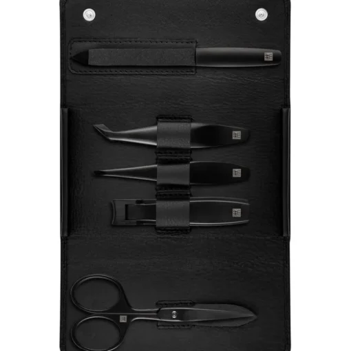 Sets 5-tlg. Maniküre/Pediküre-Etui Schwarzem Rindleder von Zwilling Beauty
