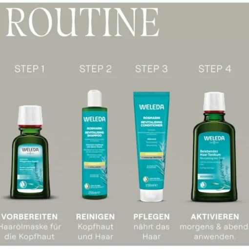 Shampoo Vitalisierendes Rosmarin Shampoo Ohne Silikone, mit Hyaluronsäure & Bio-Rosmarinöl für Volumen & Pflege von Weleda