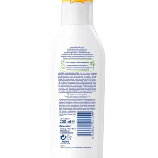Sonnenschutz Sensitive Sofort-Schutz Sonnenlotion LSF 50+ Anti-Sonnenallergie von NIVEA