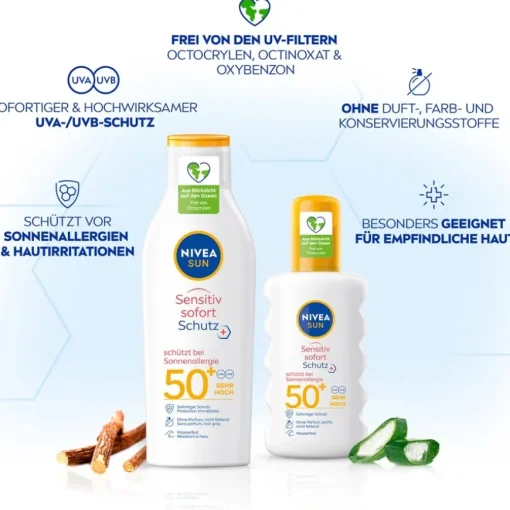 Sonnenschutz Sensitive Sofort-Schutz Sonnenlotion LSF 50+ Anti-Sonnenallergie von NIVEA