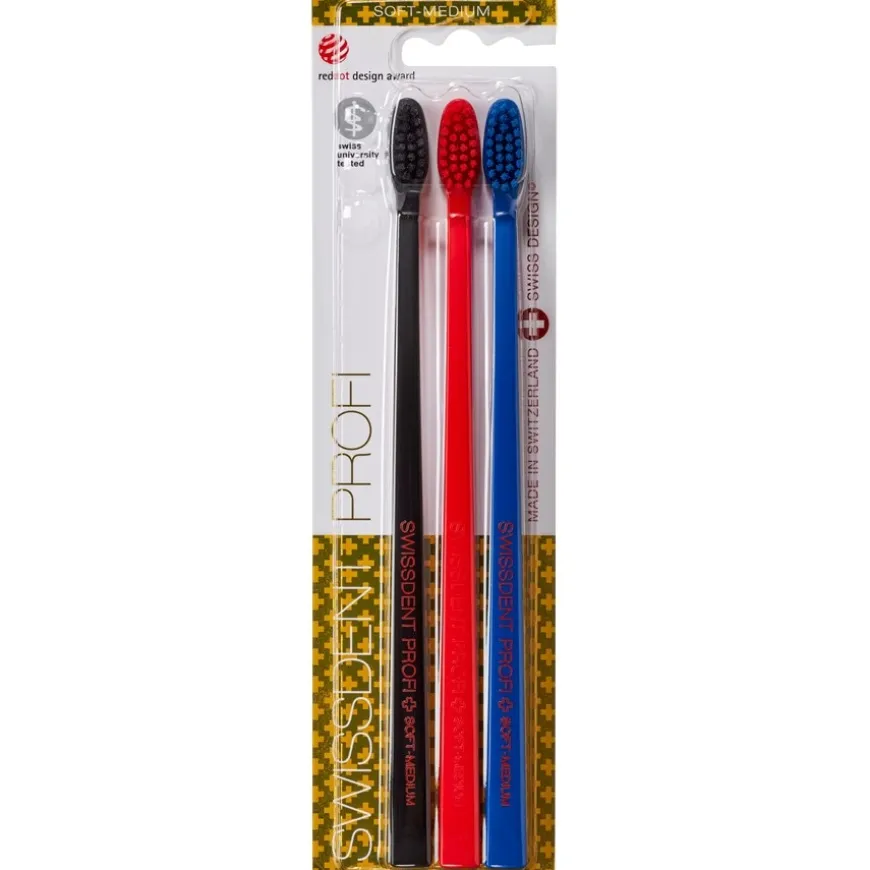 Zahnbürsten Profi Colours Trio Soft-Medium von Swissdent